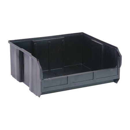 Quantum Storage Systems Hang & Stack Storage Bin, Polypropylene/Polyethylene, Black, 7 in H, 16 1/2 in W, 14 3/4 in L QUS250BR
