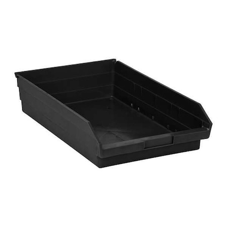 QUANTUM STORAGE SYSTEMS 50 lb Shelf Storage Bin, Polypropylene/Polyethylene, 11 1/8 in W, 4 in H, Black, 17 7/8 in L QSB110BR