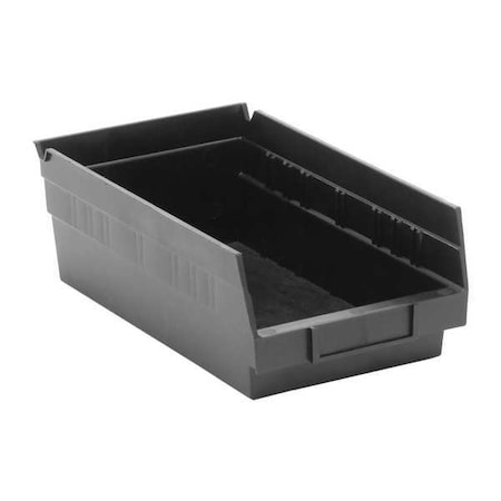 QUANTUM STORAGE SYSTEMS 50 lb Shelf Storage Bin, Polypropylene/Polyethylene, 6 5/8 in W, 4 in H, Black, 11 5/8 in L QSB102BR