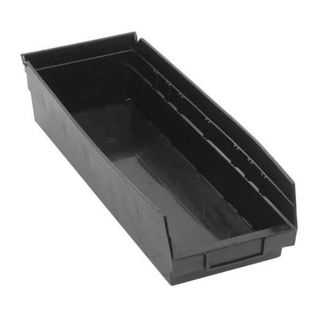 QUANTUM STORAGE SYSTEMS 50 lb Shelf Storage Bin, Polypropylene/Polyethylene, 6 5/8 in W, 4 in H, Black, 17 7/8 in L QSB104BR