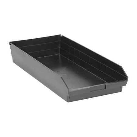 QUANTUM STORAGE SYSTEMS 50 lb Shelf Storage Bin, Polypropylene/Polyethylene, 11 1/8 in W, 4 in H, Black, 23 5/8 in L QSB116BR