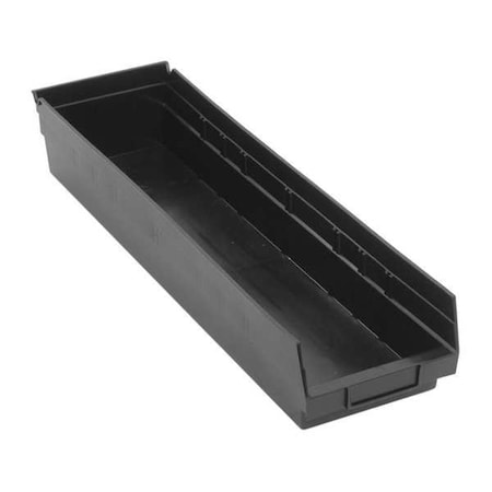 QUANTUM STORAGE SYSTEMS 50 lb Shelf Storage Bin, Polypropylene/Polyethylene, 6 5/8 in W, 4 in H, Black, 23 5/8 in L QSB106BR