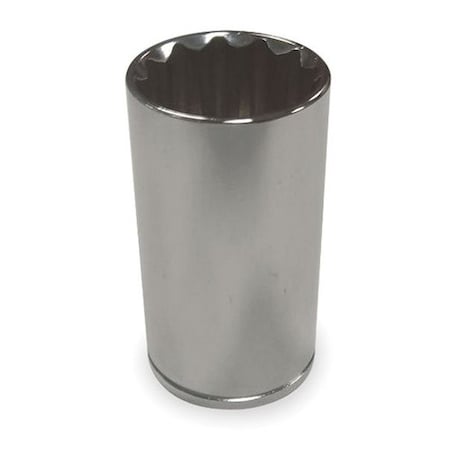 Westward WESTWARD 1/2 in Drive, 7/16" SAE, Socket, 12 Points, Steel, Chrome, 7/16 in 1NUB7