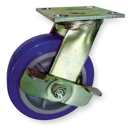 Zoro Select Swivel Plate Caster, Poly, 8 in., 900 lb., Blu 1NUX8