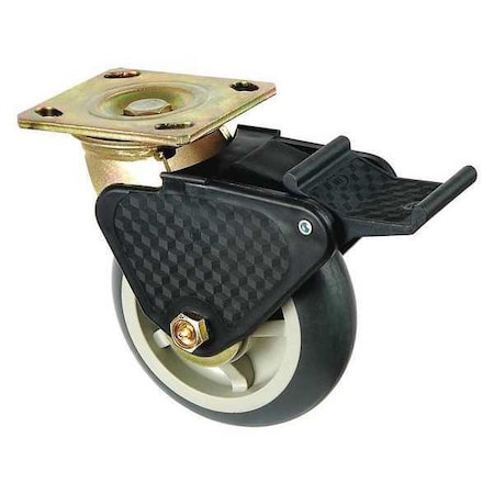 Zoro Select Swivel Plate Caster, Therm Rubber, 6 in, 450 lb. 1NVD7