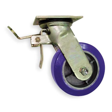 Zoro Select NSF-Listed Plate Caster, 1100 lb. Ld Rating, Roller P21S-UA050R-14-TB