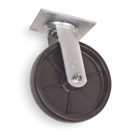 Zoro Select Swivel Plate Castr, Poly, 8 in, 1000 lb, Blk 1NVP4