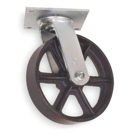 Zoro Select Swivel Plate Caster, Cast Iron, 8 in., 1200 lb. 1NVR4
