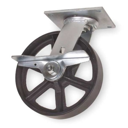 Zoro Select Swivel Plate Caster, Cast Iron, 5 in., 1200 lb. 1NVP8