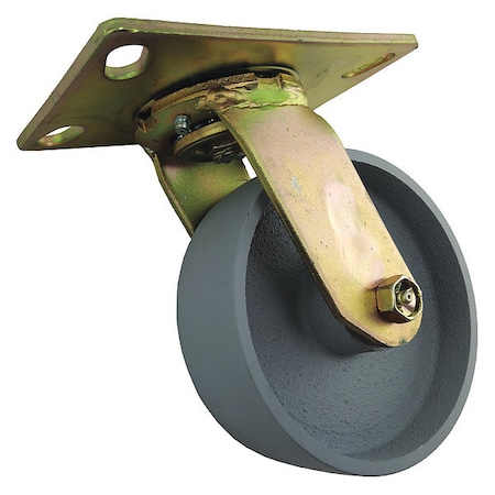 Zoro Select Swivel Plate Caster, Cast Iron, 6 in., 1750 lb., A 1NVU2