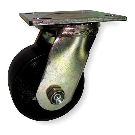 Zoro Select Swivel Plate Caster, Steel, 4 in., 1000 lb., Blk 1NVB9