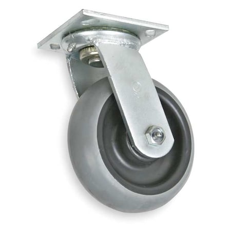Zoro Select Swivl Plat Caster, Rubber, 8 in., 675 lb, B 1NWH3
