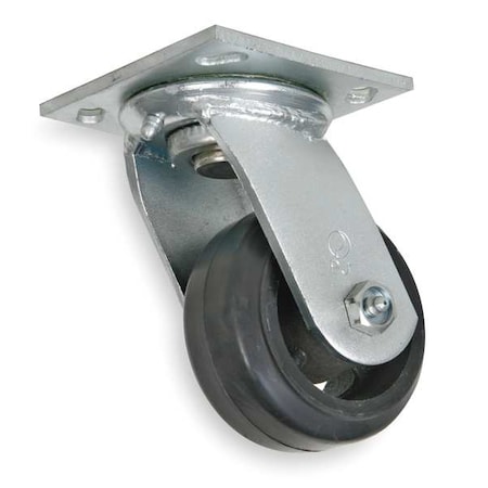 Zoro Select Swivel Plate Caster, Rubber, 6 in., 410 lb. 1NWJ6