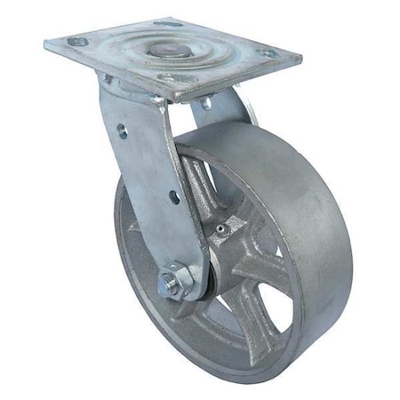 Zoro Select Swivel Plate Castr, Cast Irn, 8 in, 1250 lb 1NWL8