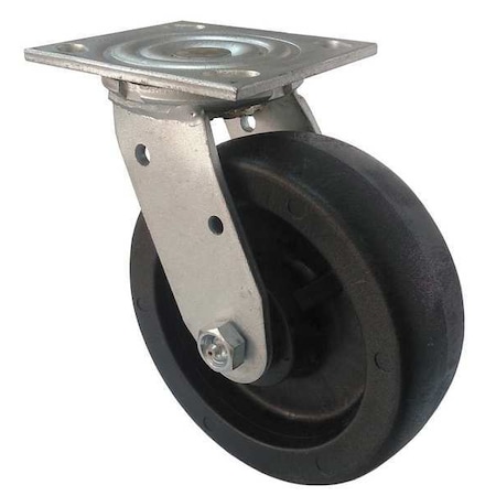 Zoro Select Swivel Plate Caster, Glass Nylon, 6 in, 1200 lb 1NWN7