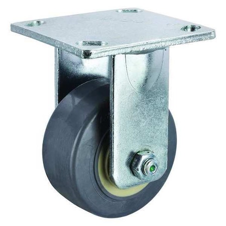 Zoro Select Rigid Plate Caster, Rubber, 4 in., 350 lb. P-21R-RP040R-14-EL-001