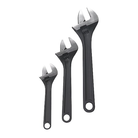 Westward 3-Piece Black Adjustable Wrench Set (6 in, 8 in, 10 in) 1NYB9