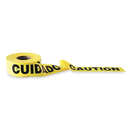 Zoro Select Barricade Tape, Caution/Cuidado, 3 in Wide x 1000 ft Long, Polyethylene, 1.6 mil Thickness 1N922