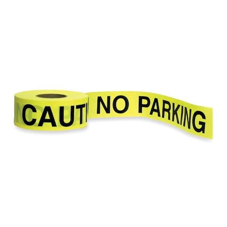 Zoro Select Barricade Tape, Caution No Parking, 3 in Wide x 1000 ft Long, Polyethylene, 1.6 mil Thickness 1N954
