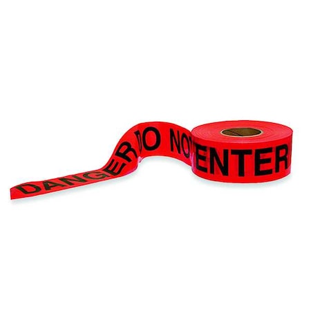 Zoro Select Barricade Tape, Danger Do Not Enter, 3 in Wide x 1000 ft Long, Polyethylene, 1.6 mil Thickness 1N962