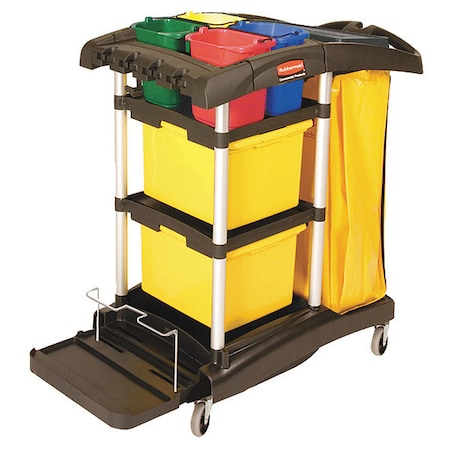 Rubbermaid Commercial Microfiber Janitor Cart, Black, Plstc/Alum FG9T7400BLA