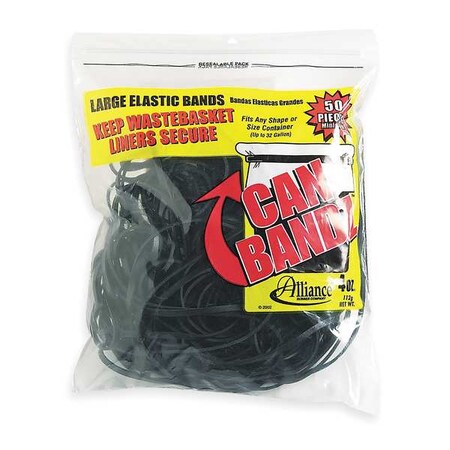 Alliance Rubber Can Liner Band, Med, 7x1/8 In, Black, PK50 07810