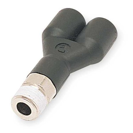 Legris Push-Fit Wye Fitting, 1/4 in Tube Size, Fiberglass-Reinforced Nylon, Black, 10 PK 3148 56 14