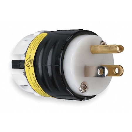 Legrand Straight Blade Plug, 5-15P, 15 A, 125V AC, 2 Pole, Screw Terminals, Grounded PS5266XGCM