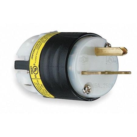 Legrand Straight Blade Plug, 6-15P, 15 A, 250V AC, 2 Pole, Screw Terminals, Grounded PS5666XGCM