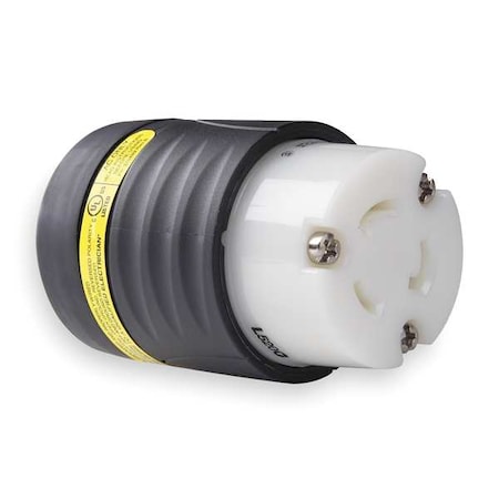 Legrand Locking Connector, L5-20R, 20 A, 125V AC, Three Phase, 2 Pole, Screw Terminals, Black, White L520CGCM