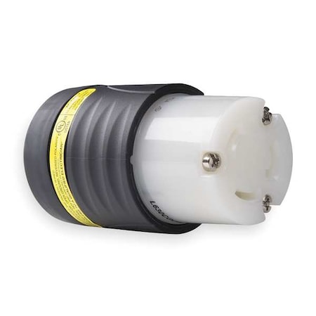 Legrand Locking Connector, L6-30R, 30 A, 250V AC, Three Phase, 2 Pole, Screw Terminals, Black, White L630CGCM