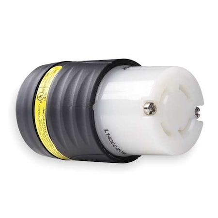 Legrand Locking Connector, L14-30R, 30 A, 125/250V AC, Three Phase, 3 Pole, Screw Terminals, Black, White L1430CGCM