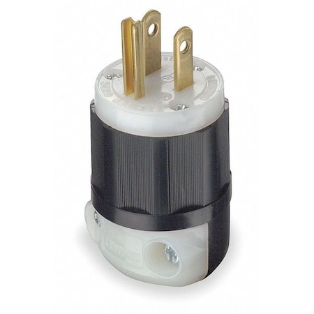 Leviton Straight Blade Plug, 5-15P, 15 A, 125V AC, 2 Pole, Screw Terminals, Grounded 5266-PLC