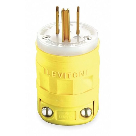 Leviton Straight Blade Plug, 5-15P, 15 A, 125V AC, 2 Pole, Screw Terminals, Grounded 1447