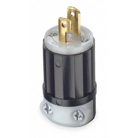 Leviton 15A Midget Locking Plug 2P 2W 120Vac Ml-1P Bk/Wt ML1-P