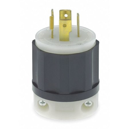 Leviton Locking Plug, L14-20P, 20 A, 125/250V AC, Single Phase, 3 Pole, Screw Terminals, Black, White 2411