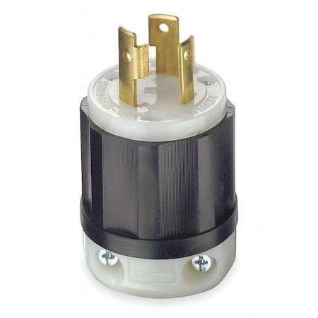 Leviton Locking Plug, L5-30P, 30 A, 125V AC, Single Phase, 2 Pole, Screw Terminals, Black, White 2611