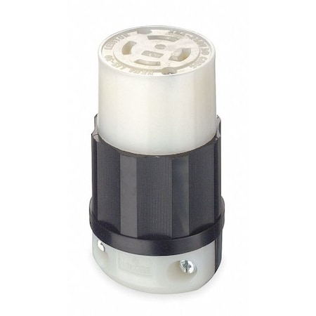 Leviton Locking Connector, L15-30R, 30 A, 250V AC, Three Phase, 3 Pole, Screw Terminals, Black, White 2723
