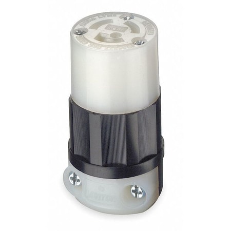 Leviton Locking Connector, L7-15R, 15 A, 277V AC, Single Phase, 2 Pole, Screw Terminals, Black, White 4779-C