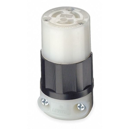 Leviton Locking Connector, L5-15R, 15 A, 125V AC, Single Phase, 2 Pole, Screw Terminals, Black, White 4729-C