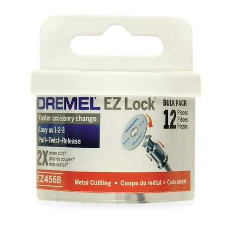 Dremel E Z Lock Cut Off Wheel, 1 1/2 In Dia, Pk12 EZ456B