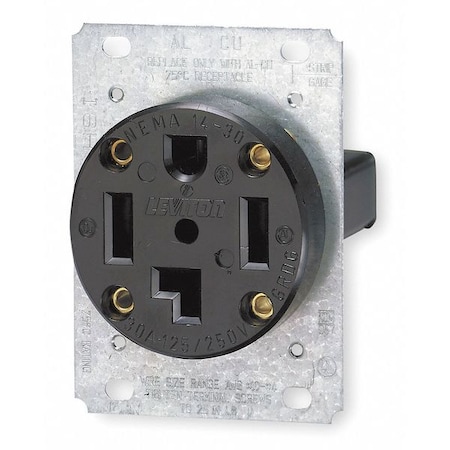 Leviton Straight Blade Receptacle, 14-30R, 30 A, 125/250V AC, 3 Pole, 4 Wire, Flush Mount, Grounded 278-S00