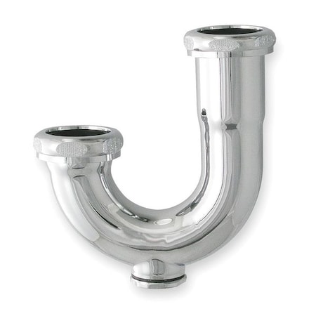 Zoro Select 1-1/2 Dia, Brass, Chrome/Brass, Kitchen With Clean Out, J-Bend 1PNK7