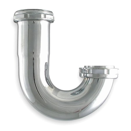 Zoro Select 1-1/2 Dia, Brass, Chrome/Brass, Kitchen, J-Bend 1PNK5