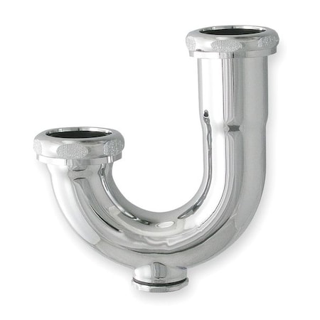 Zoro Select 1-1/4 Dia, Brass, Chrome/Brass, Lavatory With Clean Out, J-Bend 1PNK6