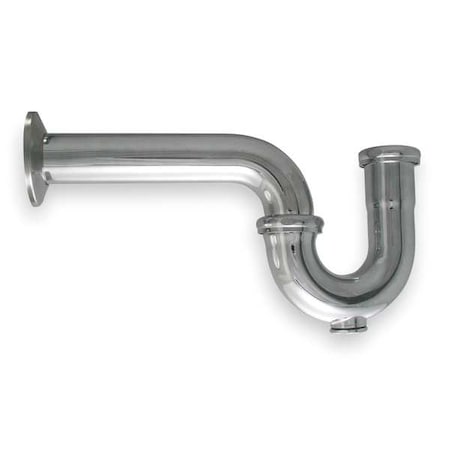 Zoro Select 1-1/2 Dia, Brass, Chrome/Brass, Kitchen With Clean Out, P-Trap 1PNL3