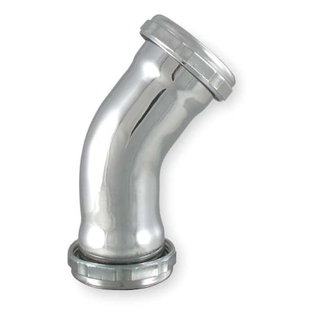 Zoro Select 1-1/2" or 1-1/4 Dia, Brass, Chrome/Brass, 45 Degree, Lavatory/Kitchen, Elbow 1PNU2