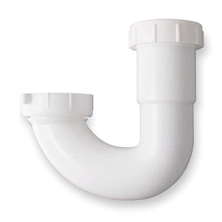 Zoro Select 1-1/2 Dia, Polypropylene, White/Plastic, Lavatory/Kitchen, J-Bend 1PNX1
