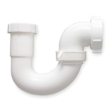 Zoro Select 1-1/2 Dia, Polypropylene, White/Plastic, Lavatory/Kitchen, J-Bend 1PNX2