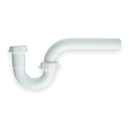 Zoro Select 1-1/2 Dia, Polypropylene, White/Plastic, Kitchen, P-Trap 1PNX6
